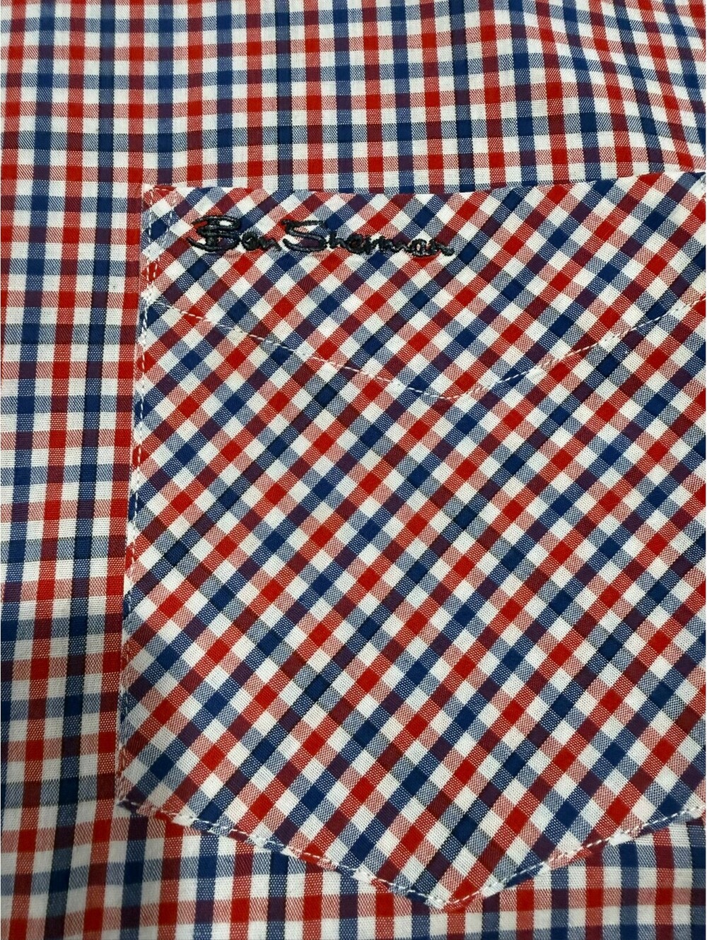 Ben Sherman Union Fit Shirt Mens XXL Red Blue Gingham Long Sleeve - Picture 7 of 8